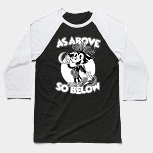 Pagan As Above So Below Funny Satanic Baphomet Retro Cartoon Baseball T-Shirt